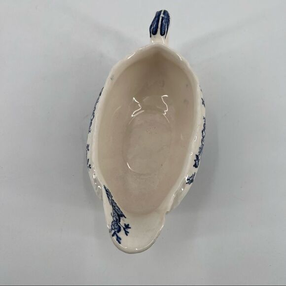 Mason’s gravy boat Ironstone Hanging Basket Blue White tableware vintage England - Picture 4 of 7